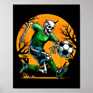 Poster Esqueleto de Futebol no Halloween Futebol Assustad