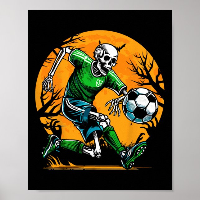 Poster Esqueleto de Futebol no Halloween Futebol Assustad (Frente)
