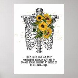 Poster Esqueleto de Girassol Gótico