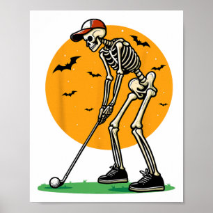 Poster Esqueleto de Golfe de Halloween Golfista Engraçado