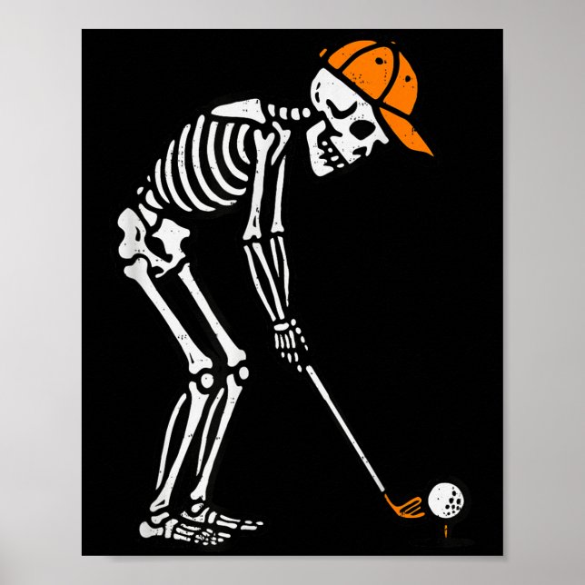 Poster Esqueleto de golfe no Halloween Fantasia de Golfe  (Frente)