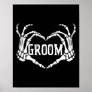Poster Esqueleto de Groom Spooky Mãos Noivado de Hallowee