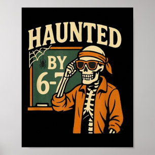 Poster Esqueleto de Halloween Assombrado Número Seis Sete