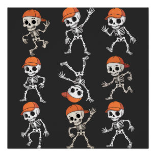 Póster Esqueleto de Halloween Dançando Crianças