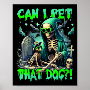 Poster Esqueleto de Halloween de Cão Engraçado para Mulhe