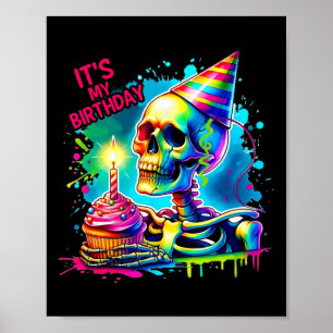 Poster Esqueleto de Halloween É a minha festa de aniversá
