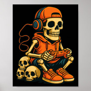 Poster Esqueleto de Halloween Jogador de Vídeo Jogos Fant