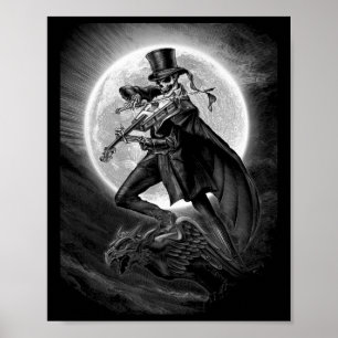 Poster Esqueleto De Halloween Jogando Violino - Rock And