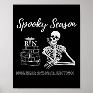 Poster Esqueleto de Halloween para Estudante de Enfermeir