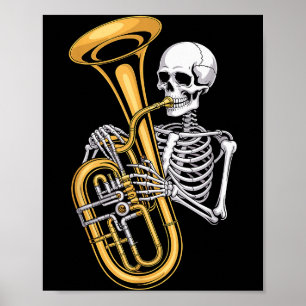 Poster Esqueleto de Halloween Tuba Tubista
