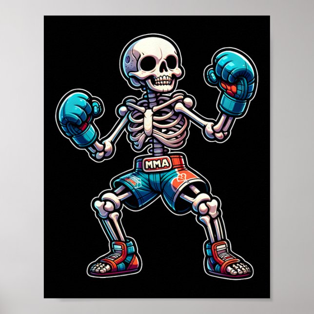 Poster Esqueleto de Kickboxing Kickboxer Muay Thai Mma Lu (Frente)