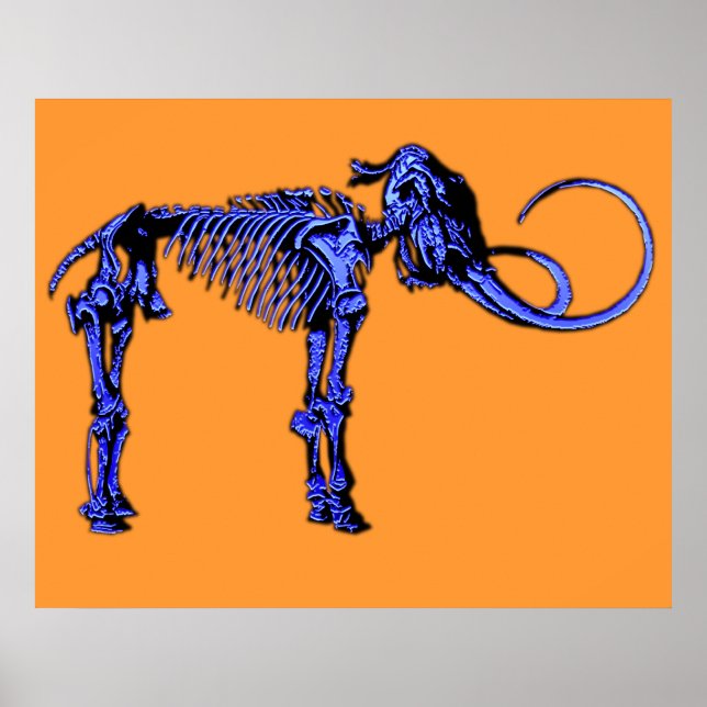 Póster Esqueleto de Mamute Azul (Frente)