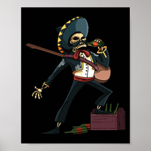 Poster Esqueleto de Mariachi Masculino Sombrero Dia De Lo