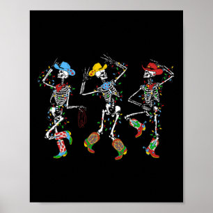 Poster Esqueleto de Natal assustador dançando cowboy ocid
