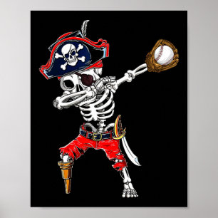 Poster Esqueleto de Pirata & Bola de Beisebol Fantasi