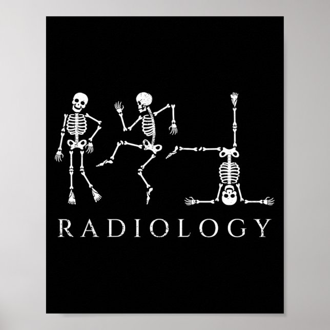 Poster Esqueleto de radiologia engraçado dançando técnico (Frente)