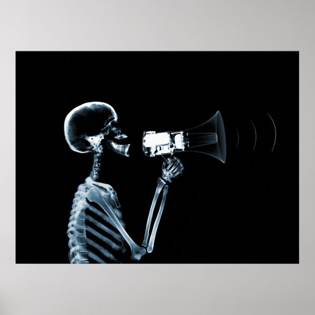 PÓSTER ESQUELETO DE RAIO X NO MEGAPHONE - AZUL (Frente)
