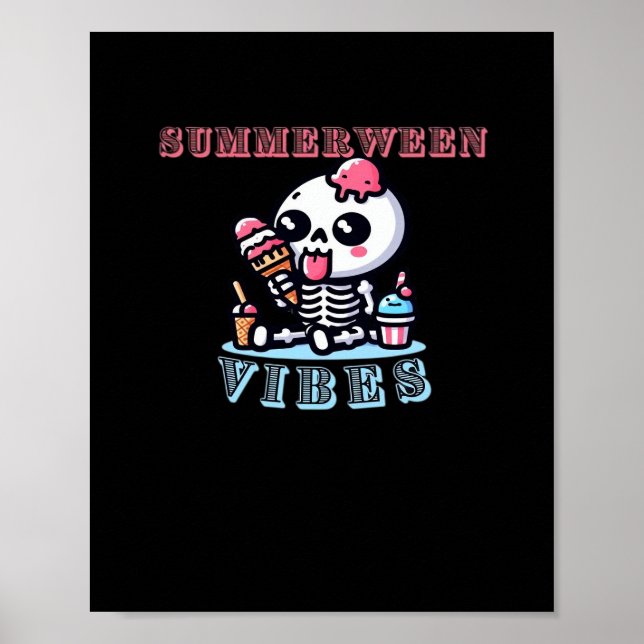 Poster Esqueleto de Summerween IceCream clássico (Frente)