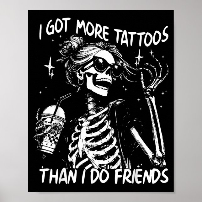 Poster Esqueleto de Tatuagem com Mais Tatuagens do que Am (Frente)