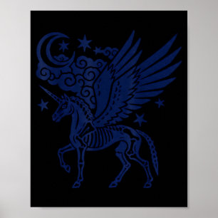 Poster Esqueleto de unicórnio halloween gótico assustador