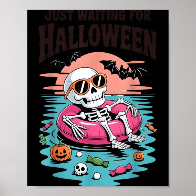 Poster Esqueleto de Verão Assustador Esperando Crianças d (Frente)