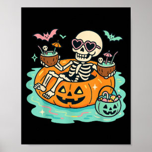 Poster Esqueleto De Verão Na Piscina De Pumpkin Float Cut