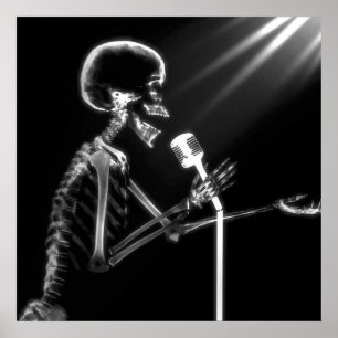 PÓSTER ESQUELETO DE VISÃO X-RAY CANTANDO NO MIC RETRO - B