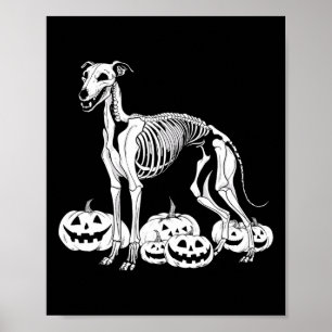 Poster Esqueleto de Whippet Aniversário Dia das Bruxas Cã
