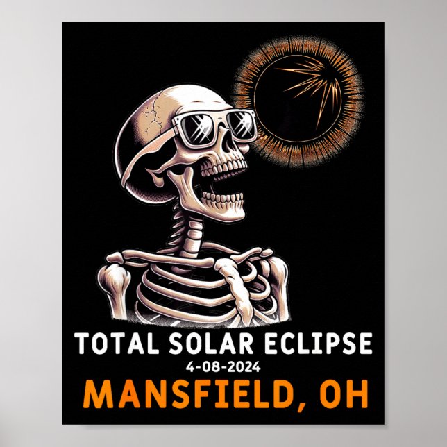 Poster Esqueleto Divertido Eclipse Solar Mansfield Ohio (Frente)
