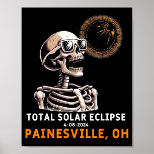 Poster Esqueleto Divertido Eclipse Solar Painesville Ohio