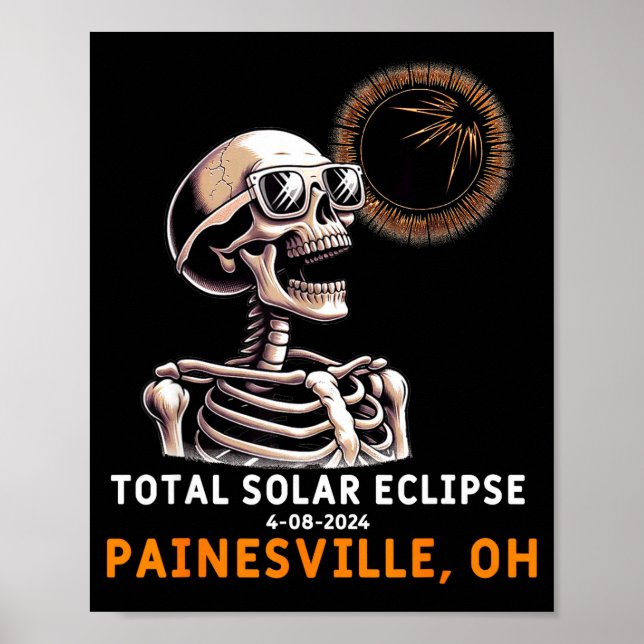Poster Esqueleto Divertido Eclipse Solar Painesville Ohio (Frente)