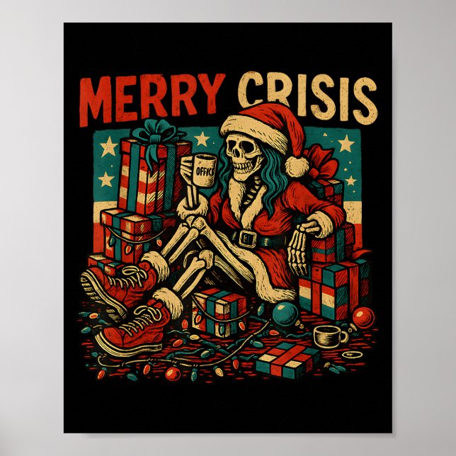 Poster Esqueleto Divertido Natal Feliz Crise  (Frente)