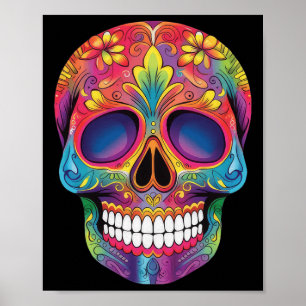 Poster Esqueleto Do Crânio Do Dia De Los Muertos