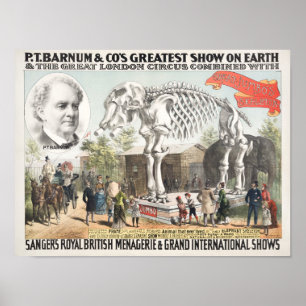 Poster Esqueleto do excelente Jumbo - P.T. Barnum Circus