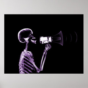 POSTER ESQUELETO DO RAIO X NO MEGAFONE - ROXO