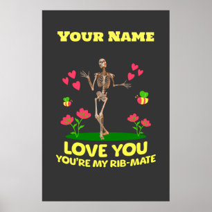 Poster Esqueleto do Rib Mate Personalizado Presente do Am