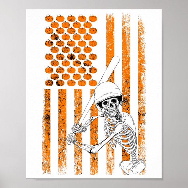 Poster Esqueleto do Ventilador do Jogador de Baseball Ba (Frente)