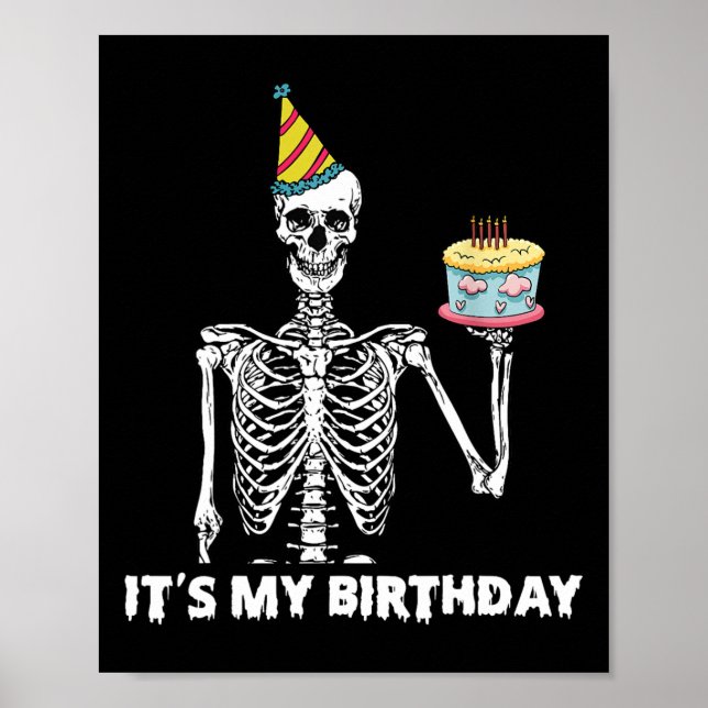 Poster Esqueleto É a minha Festa de aniversário Feliz Hal (Frente)