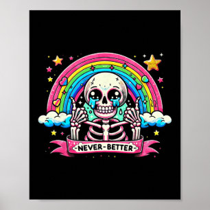 Poster Esqueleto Engraçado Camisas De Halloween Nunca Mel