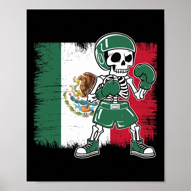 Poster Esqueleto Engraçado da Camisa Boxicada Mexicana (Frente)