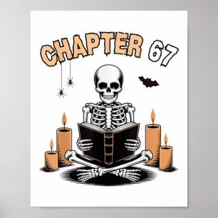 Poster Esqueleto engraçado de Halloween lendo livro 67 Me