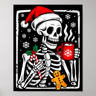Poster Esqueleto engraçado de Natal Chocolate Quente Nata