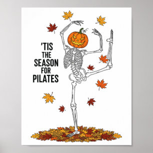 Poster Esqueleto engraçado de Pilates Abóbora de Ioga Hal