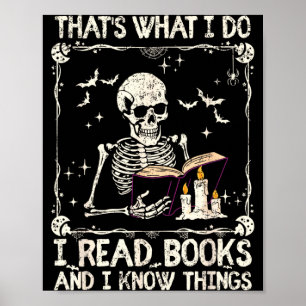 Poster Esqueleto Engraçado É Isso Que Eu Faço Leio Livros