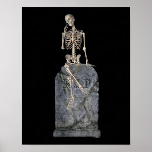 Póster Esqueleto Engraçado No Dia Das Bruxas De Tombston