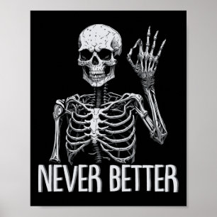 Poster Esqueleto Engraçado Nunca Melhor Fantasia de Cavei