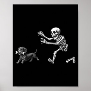 Poster Esqueleto Engraçado Perseguindo Cachorro Cachorro