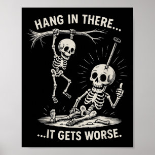 Poster Esqueleto Engraçado Preso Lá No Halloween De Humor