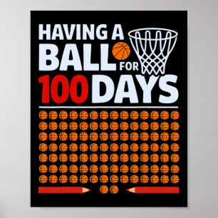 Poster Esqueleto engraçado tendo um Ll para 100 dias de c