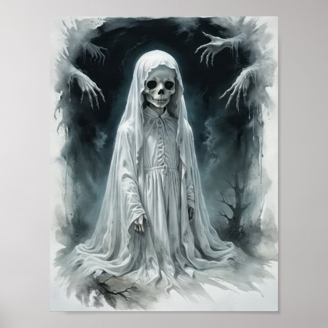Poster Esqueleto fantasmagórico de criança amaldiçoada (Frente)
